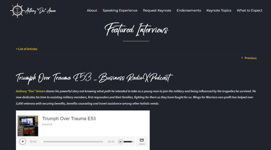 Triumph Over Trauma E53 – Business RadioX Podcast